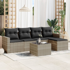 vidaXL 6 részes világosszürke polyrattan kerti ülőgarnitúra párnákkal kerti bútor