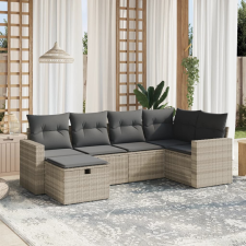 vidaXL 6 részes világosszürke polyrattan kerti ülőgarnitúra párnákkal kerti bútor