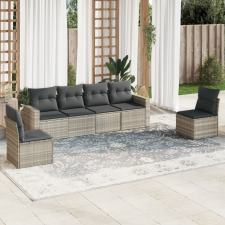 vidaXL 6 részes világosszürke polyrattan kerti ülőgarnitúra párnákkal kerti bútor