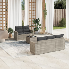 vidaXL 6 részes világosszürke polyrattan kerti ülőgarnitúra párnákkal kerti bútor