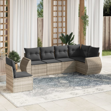 vidaXL 6 részes világosszürke polyrattan kerti ülőgarnitúra párnákkal kerti bútor