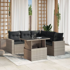 vidaXL 6 részes világosszürke polyrattan kerti ülőgarnitúra párnákkal kerti bútor