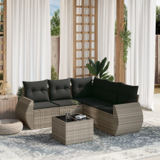 vidaXL 6 részes világosszürke polyrattan kerti ülőgarnitúra párnákkal kerti bútor