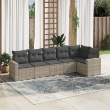 vidaXL 6 részes világosszürke polyrattan kerti ülőgarnitúra párnákkal kerti bútor