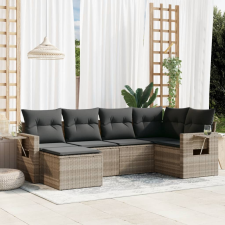 vidaXL 6 részes világosszürke polyrattan kerti ülőgarnitúra párnákkal kerti bútor