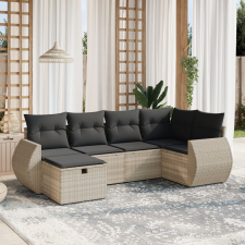 vidaXL 6 részes világosszürke polyrattan kerti ülőgarnitúra párnákkal kerti bútor
