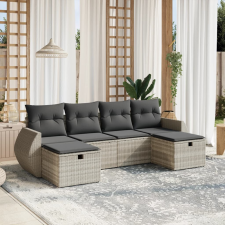 vidaXL 6 részes világosszürke polyrattan kerti ülőgarnitúra párnákkal kerti bútor