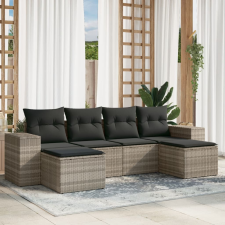 vidaXL 6 részes világosszürke polyrattan kerti ülőgarnitúra párnákkal kerti bútor