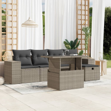 vidaXL 6 részes világosszürke polyrattan kerti ülőgarnitúra párnákkal kerti bútor