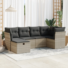 vidaXL 6 részes világosszürke polyrattan kerti ülőgarnitúra párnákkal kerti bútor