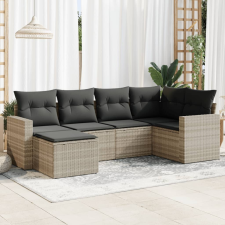 vidaXL 6 részes világosszürke polyrattan kerti ülőgarnitúra párnákkal kerti bútor