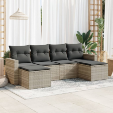 vidaXL 6 részes világosszürke polyrattan kerti ülőgarnitúra párnákkal kerti bútor