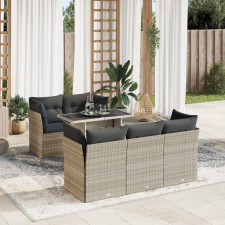 vidaXL 6 részes világosszürke polyrattan kerti ülőgarnitúra párnákkal kerti bútor