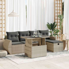 vidaXL 6 részes világosszürke polyrattan kerti ülőgarnitúra párnákkal kerti bútor