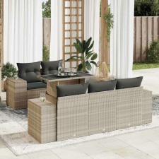 vidaXL 6 részes világosszürke polyrattan kerti ülőgarnitúra párnákkal kerti bútor