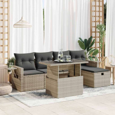vidaXL 6 részes világosszürke polyrattan kerti ülőgarnitúra párnákkal kerti bútor