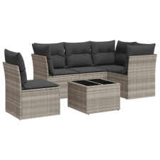 vidaXL 6 részes világosszürke polyrattan kerti ülőgarnitúra párnákkal (3217652) kerti bútor