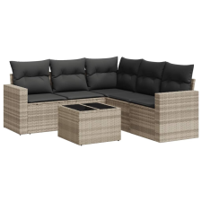 vidaXL 6 részes világosszürke polyrattan kerti ülőgarnitúra párnákkal (3218952) kerti bútor