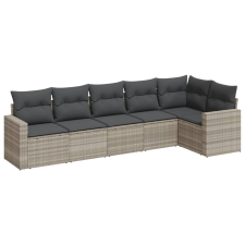 vidaXL 6 részes világosszürke polyrattan kerti ülőgarnitúra párnákkal (3218982) kerti bútor
