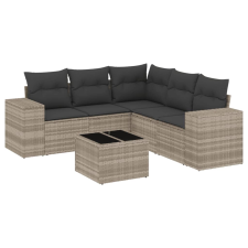 vidaXL 6 részes világosszürke polyrattan kerti ülőgarnitúra párnákkal (3222561) kerti bútor