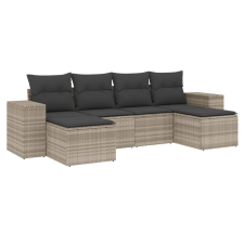 vidaXL 6 részes világosszürke polyrattan kerti ülőgarnitúra párnákkal (3222921) kerti bútor