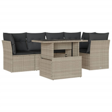 vidaXL 6 részes világosszürke polyrattan kerti ülőgarnitúra párnákkal (3266572) kerti bútor