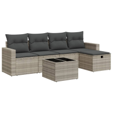 vidaXL 6 részes világosszürke polyrattan kerti ülőgarnitúra párnákkal (3325378) kerti bútor