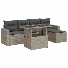vidaXL 6 részes világosszürke polyrattan kerti ülőgarnitúra párnákkal (3326303) kerti bútor