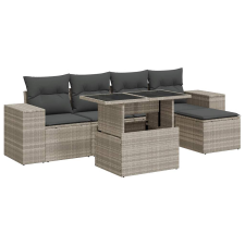 vidaXL 6 részes világosszürke polyrattan kerti ülőgarnitúra párnákkal (3326783) kerti bútor