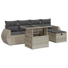 vidaXL 6 részes világosszürke polyrattan kerti ülőgarnitúra párnákkal (3327892) kerti bútor