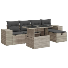 vidaXL 6 részes világosszürke polyrattan kerti ülőgarnitúra párnákkal (3327932) kerti bútor