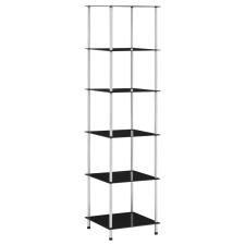 vidaXL 6 szintes fekete edzett üveg polc 40 x 40 x 160 cm bútor