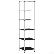 vidaXL 6 szintes fekete edzett üveg polc 40 x 40 x 160 cm bútor