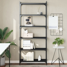 vidaXL 6 szintes fekete szerelt fa könyvespolc 80 x 30 x 188 cm bútor