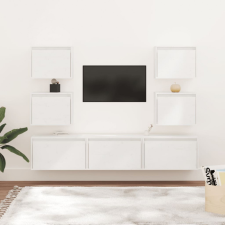 vidaXL 7 darab fehér tömör fenyőfa TV-szekrény bútor