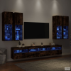 vidaXL 7 darabos füstös tölgy színű fali TV-szekrény szett LED-del
