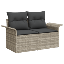 vidaXL 7 Darabos Kerti Kanapészett Párnákkal Világosszürke Poly Rattan (3357055) kerti bútor