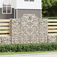 vidaXL 7 db íves horganyzott vas gabion kosár 200x50x160/180 cm kerti tárolás