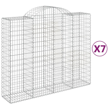 vidaXL 7 db íves horganyzott vas gabion kosár 200x50x160/180 cm (3146388) kerti tárolás