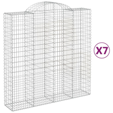 vidaXL 7 db íves horganyzott vas gabion kosár 200x50x200/220 cm (3146430) kerti tárolás