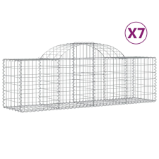 vidaXL 7 db íves horganyzott vas gabion kosár 200x50x60/80 cm (3146283) kerti tárolás