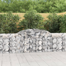 vidaXL 7 db íves horganyzott vas gabion kosár 300x30x80/100 cm kerti tárolás
