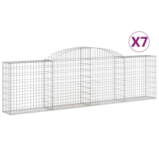 vidaXL 7 db íves horganyzott vas gabion kosár 300x30x80/100 cm (3146508) kerti tárolás