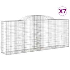 vidaXL 7 db íves horganyzott vas gabion kosár 300x50x120/140 cm (3146724) kerti tárolás