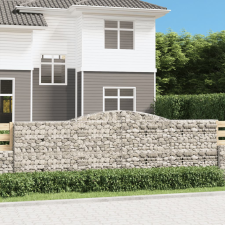 vidaXL 7 db íves horganyzott vas gabion kosár 400x30x120/140 cm kerti dekoráció