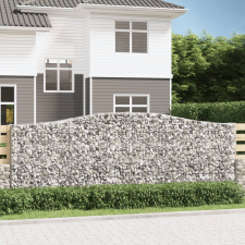 vidaXL 7 db íves horganyzott vas gabion kosár 400x30x140/160 cm kerti dekoráció