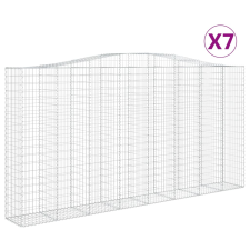 vidaXL 7 db íves horganyzott vas gabion kosár 400x50x200/220 cm (3146026) kerti tárolás
