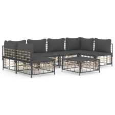 vidaXL 7-részes antracitszürke polyrattan kerti ülőgarnitúra párnákkal kerti bútor