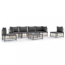 vidaXL 7-részes antracitszürke polyrattan kerti ülőgarnitúra párnákkal kerti bútor