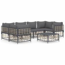 vidaXL 7-részes antracitszürke polyrattan kerti ülőgarnitúra párnákkal kerti bútor